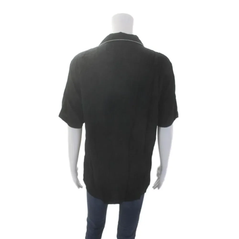 The Kooples Womens Button Down Short Sleeves Pajama Shirt Black Size Small